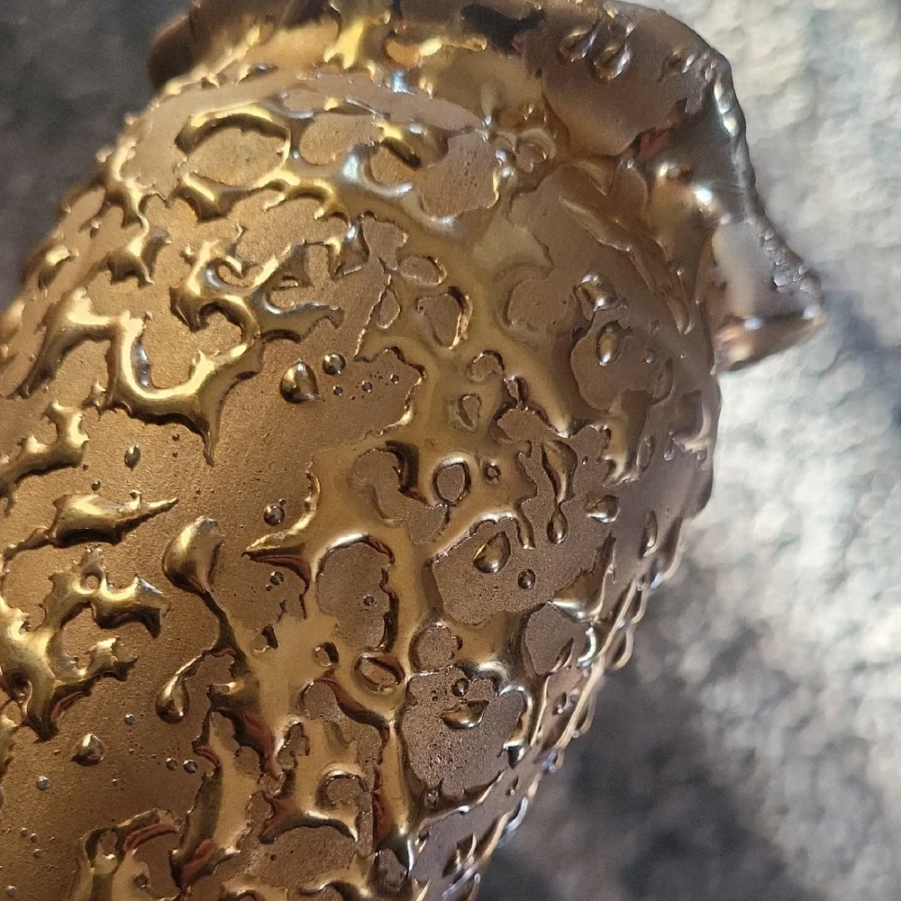 Weeping Gold Vase Hand Decorated Porcelain Vase Bright Gold 22K  Mid Century US - Picture 11 of 12